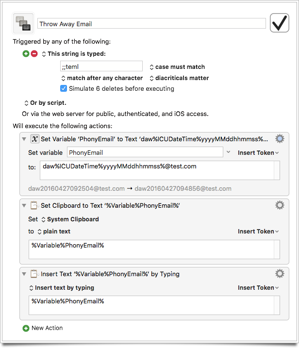 Keyboard Maestro script for throw away email